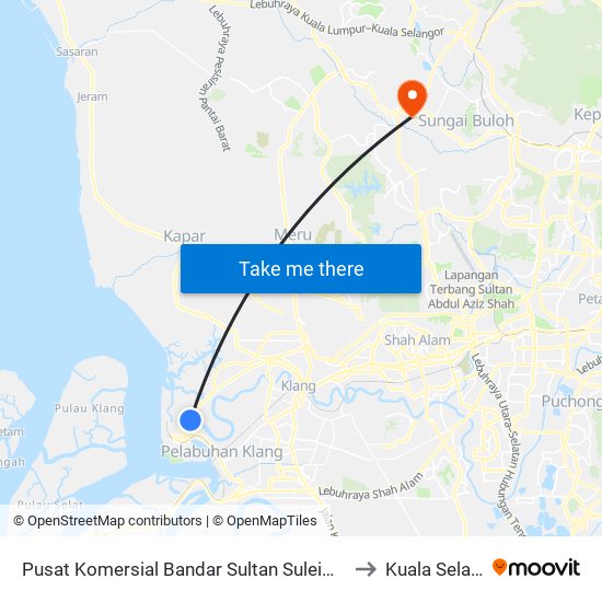 Pusat Komersial Bandar Sultan Suleiman (Bd448) to Kuala Selangor map