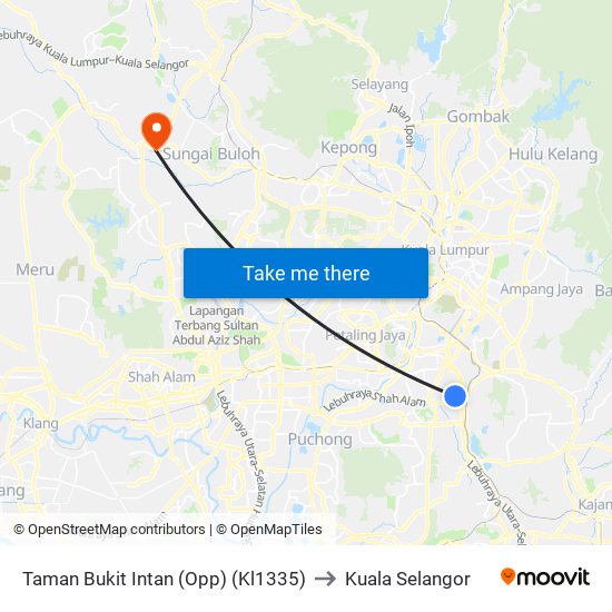 Taman Bukit Intan (Opp) (Kl1335) to Kuala Selangor map