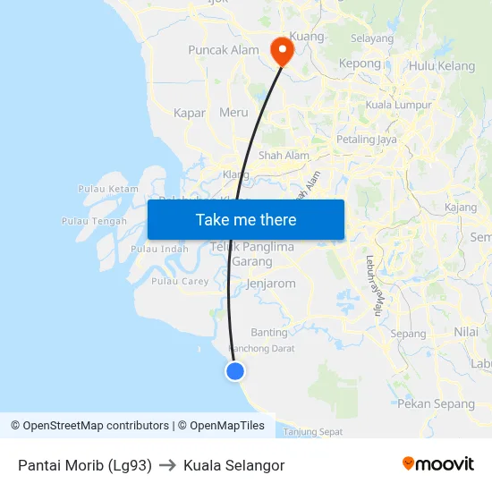 Pantai Morib (Lg93) to Kuala Selangor map