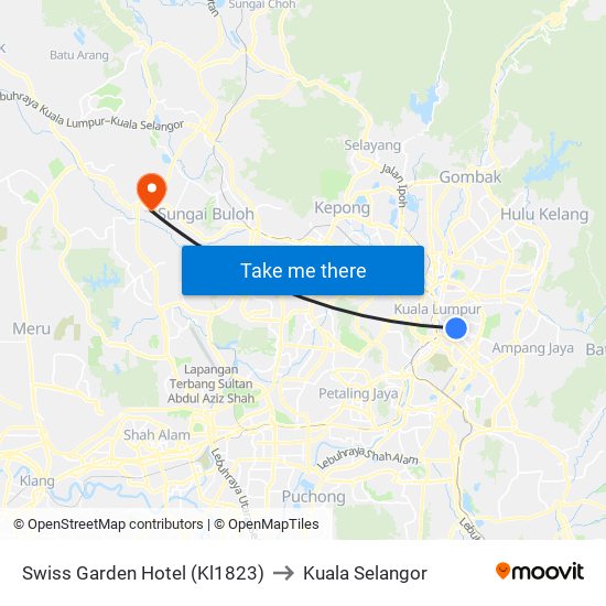 Swiss Garden Hotel (Kl1823) to Kuala Selangor map
