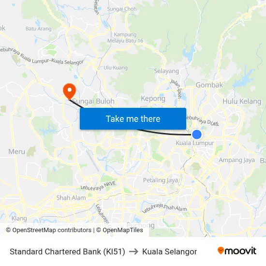 Standard Chartered Bank (Kl51) to Kuala Selangor map
