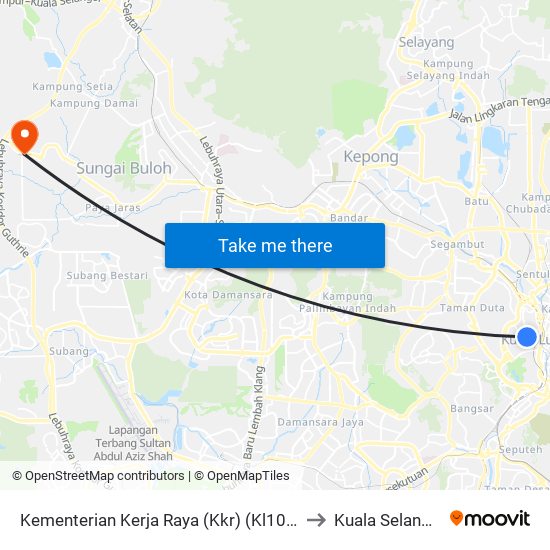 Kementerian Kerja Raya (Kkr) (Kl1055) to Kuala Selangor map