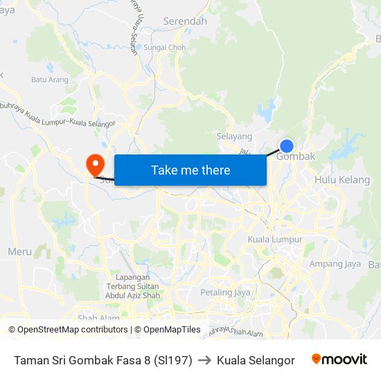 Taman Sri Gombak Fasa 8 (Sl197) to Kuala Selangor map
