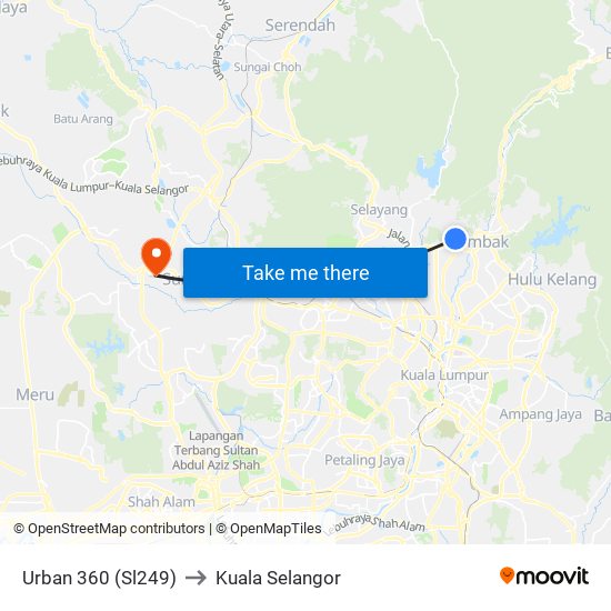 Urban 360 (Sl249) to Kuala Selangor map
