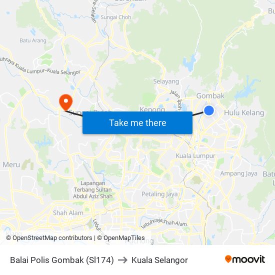 Balai Polis Gombak (Sl174) to Kuala Selangor map
