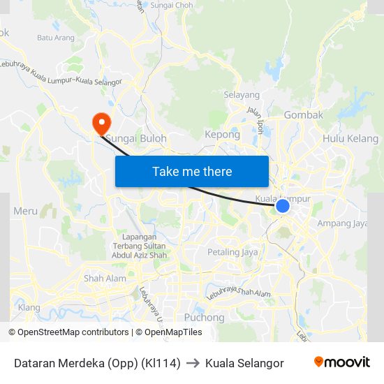 Dataran Merdeka (Opp) (Kl114) to Kuala Selangor map
