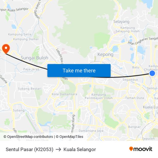 Sentul Pasar (Kl2053) to Kuala Selangor map