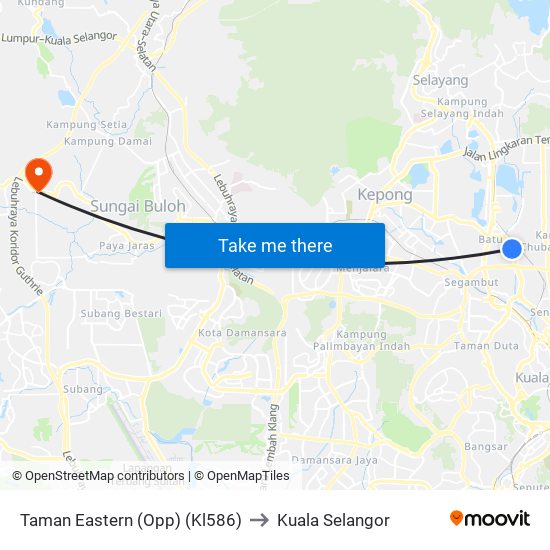 Taman Eastern (Opp) (Kl586) to Kuala Selangor map