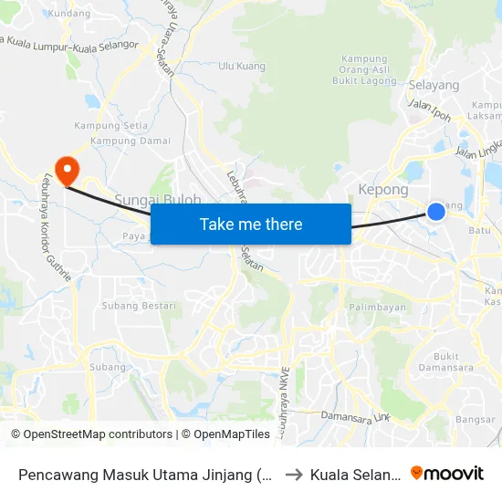 Pencawang Masuk Utama Jinjang (Kl480) to Kuala Selangor map