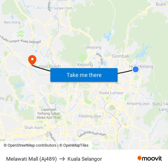 Melawati Mall (Aj489) to Kuala Selangor map