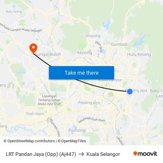 LRT Pandan Jaya (Opp) (Aj447) to Kuala Selangor map