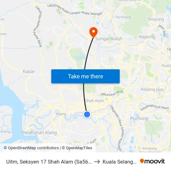 Uitm, Seksyen 17 Shah Alam (Sa560) to Kuala Selangor map