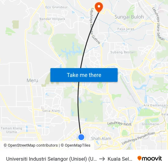 Universiti Industri Selangor (Unisel) (Utara) (Sa11) to Kuala Selangor map