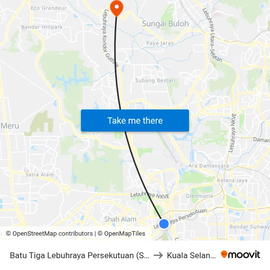 Batu Tiga Lebuhraya Persekutuan (Sa915) to Kuala Selangor map