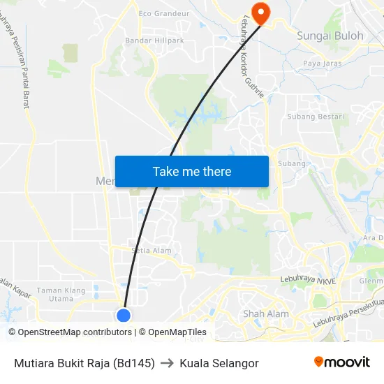 Mutiara Bukit Raja (Bd145) to Kuala Selangor map