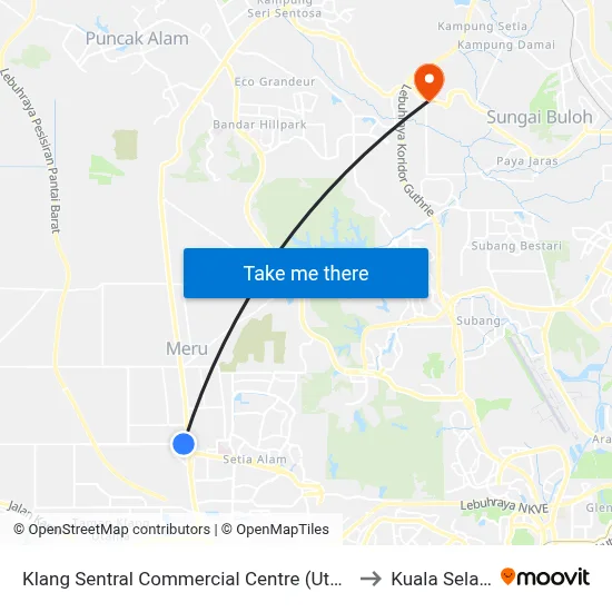 Klang Sentral Commercial Centre (Utara) (Bd567) to Kuala Selangor map