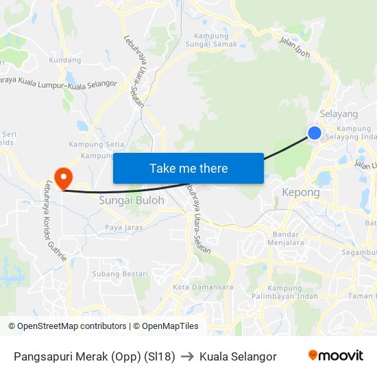 Pangsapuri Merak (Opp) (Sl18) to Kuala Selangor map