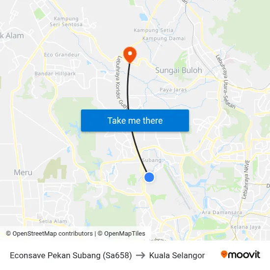 Econsave Pekan Subang (Sa658) to Kuala Selangor map