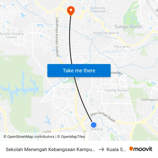 Sekolah Menengah Kebangsaan Kampung Melayu Subang (Sa666) to Kuala Selangor map