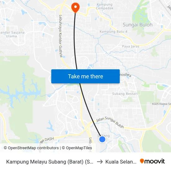 Kampung Melayu Subang (Barat) (Sa661) to Kuala Selangor map