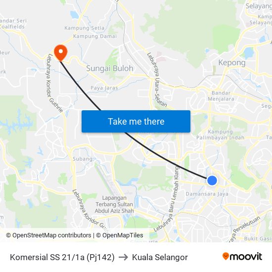 Komersial SS 21/1a (Pj142) to Kuala Selangor map