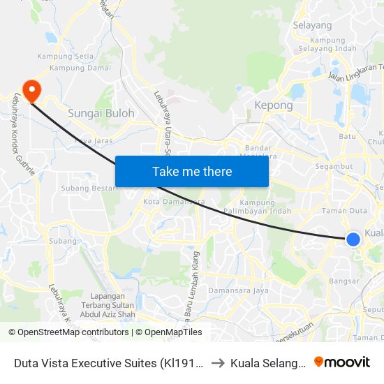 Duta Vista Executive Suites (Kl1915) to Kuala Selangor map
