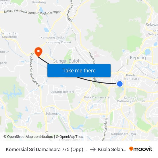 Komersial Sri Damansara 7/5 (Opp) (Pj37) to Kuala Selangor map