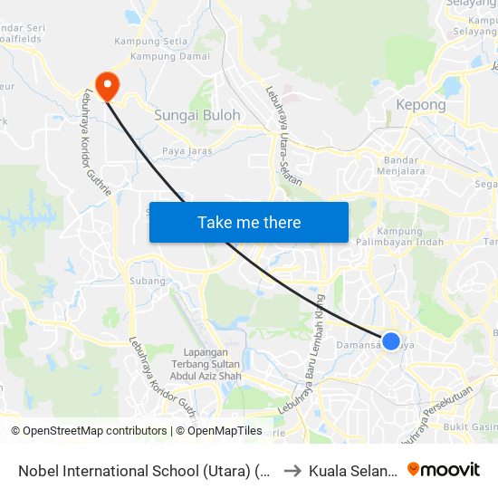 Nobel International School (Utara) (Pj627) to Kuala Selangor map