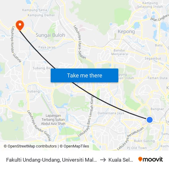 Fakulti Undang-Undang, Universiti Malaya (Kl2137) to Kuala Selangor map