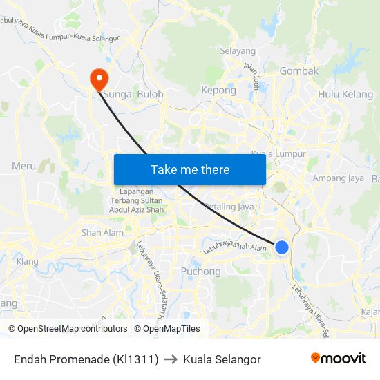 Endah Promenade (Kl1311) to Kuala Selangor map