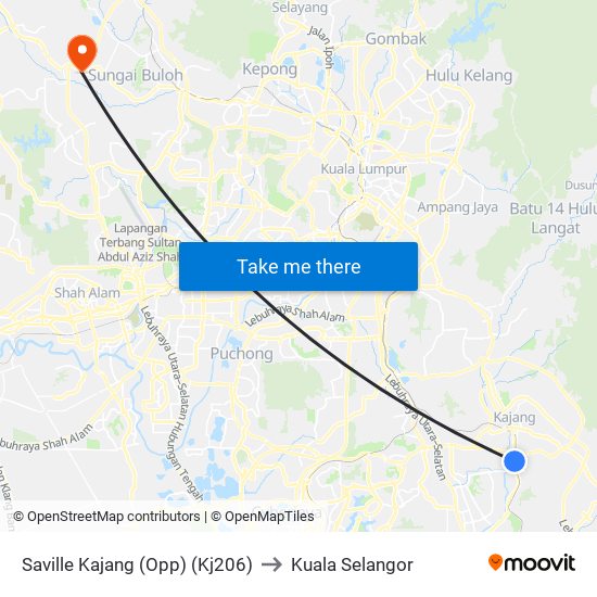 Saville Kajang (Opp) (Kj206) to Kuala Selangor map