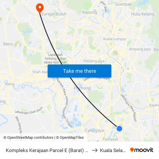 Kompleks Kerajaan Parcel E (Barat) (Ppj187) to Kuala Selangor map