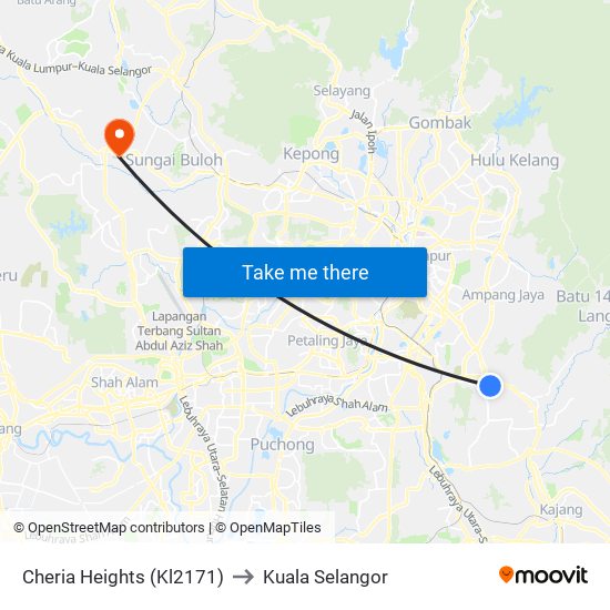 Cheria Heights (Kl2171) to Kuala Selangor map