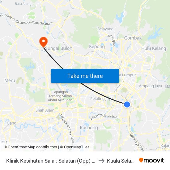 Klinik Kesihatan Salak Selatan (Opp) (Kl1740) to Kuala Selangor map