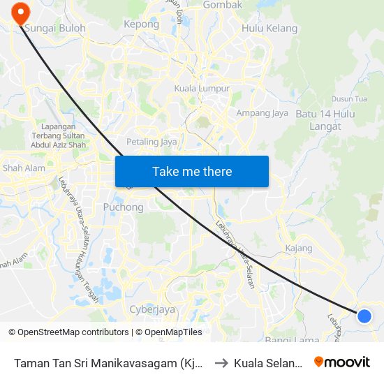 Taman Tan Sri Manikavasagam (Kj624) to Kuala Selangor map