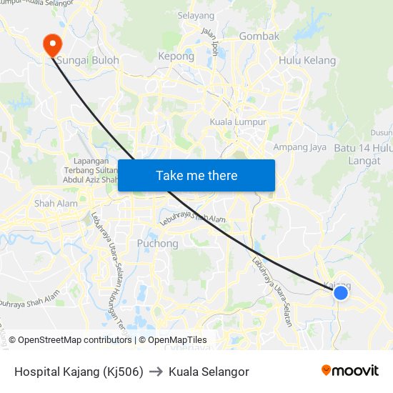 Hospital Kajang (Kj506) to Kuala Selangor map