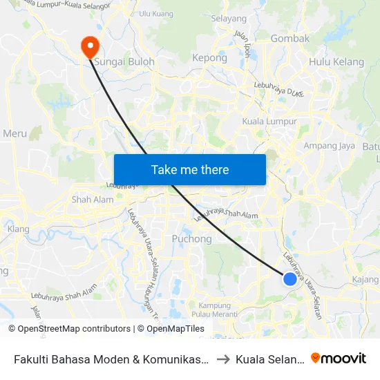 Fakulti Bahasa Moden & Komunikasi (Opp) to Kuala Selangor map