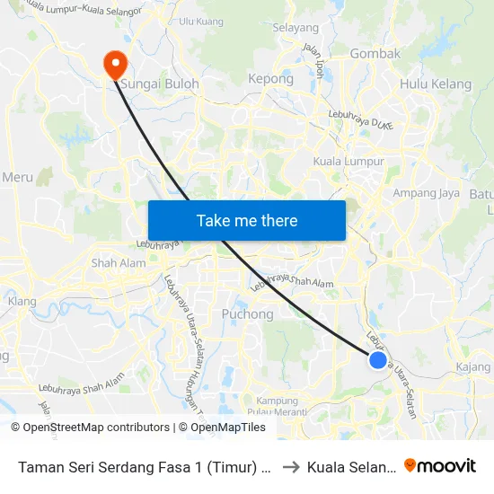 Taman Seri Serdang Fasa 1 (Timur) (Sj650) to Kuala Selangor map