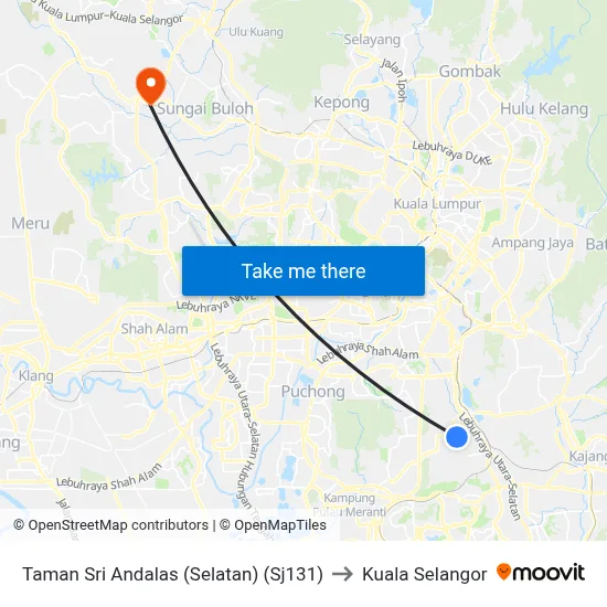 Taman Sri Andalas (Selatan) (Sj131) to Kuala Selangor map