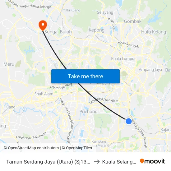 Taman Serdang Jaya (Utara) (Sj136) to Kuala Selangor map