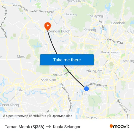 Taman Merak (Sj356) to Kuala Selangor map