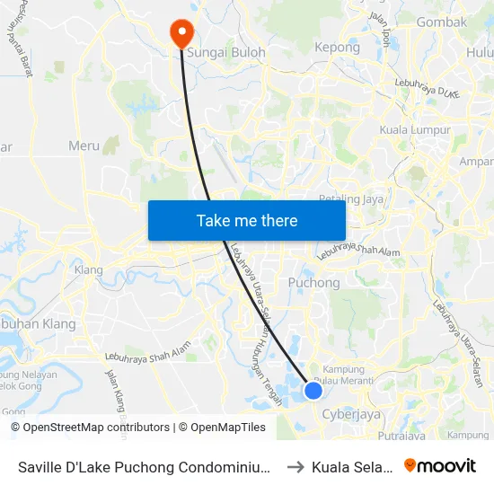 Saville D'Lake Puchong Condominium (Sp330) to Kuala Selangor map
