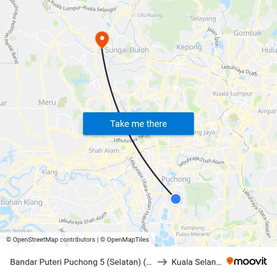 Bandar Puteri Puchong 5 (Selatan) (Sj469) to Kuala Selangor map