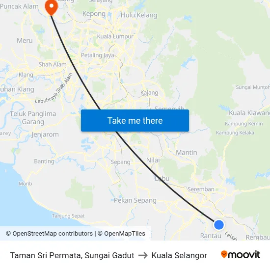 Taman Sri Permata, Sungai Gadut to Kuala Selangor map