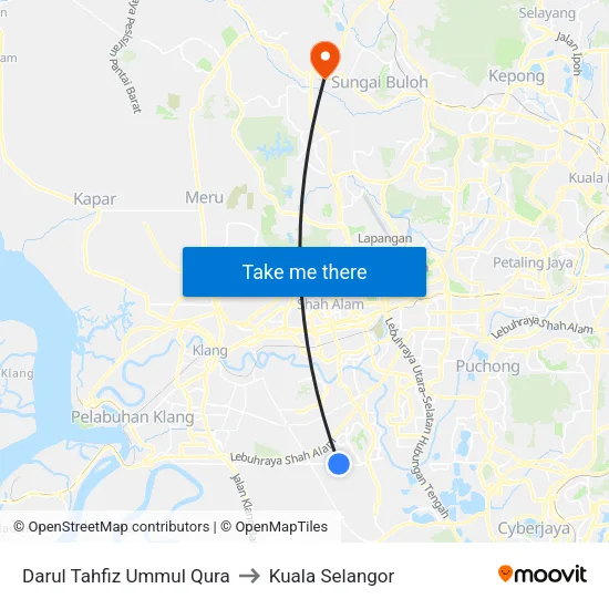 Darul Tahfiz Ummul Qura to Kuala Selangor map