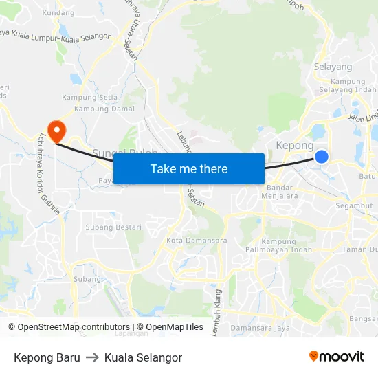 Kepong Baru to Kuala Selangor map