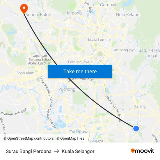 Surau Bangi Perdana to Kuala Selangor map