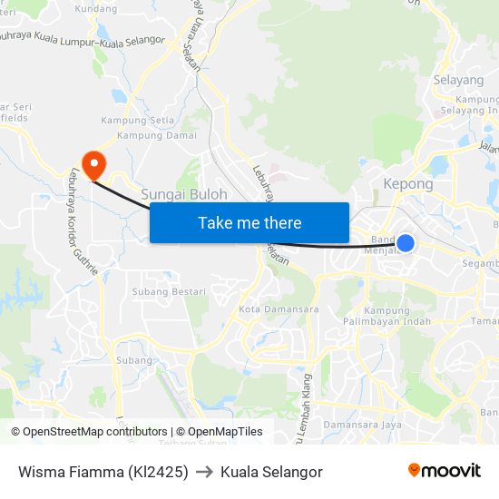 Wisma Fiamma (Kl2425) to Kuala Selangor map