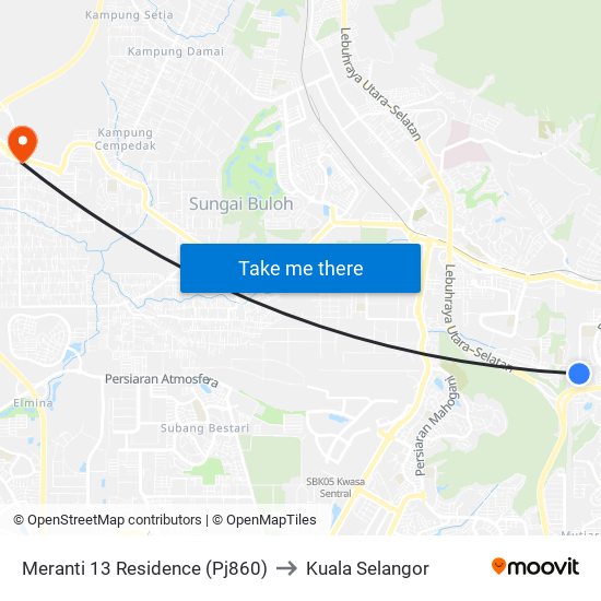 Meranti 13 Residence (Pj860) to Kuala Selangor map
