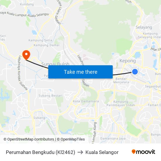 Perumahan Bengkudu (Kl2462) to Kuala Selangor map